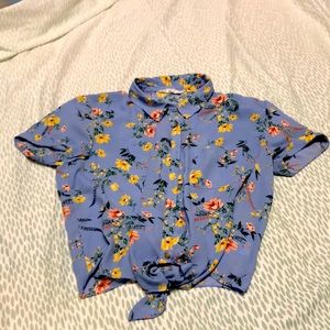 Floral silk button down